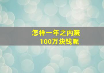 怎样一年之内赚100万块钱呢