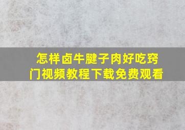 怎样卤牛腱子肉好吃窍门视频教程下载免费观看