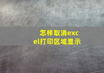 怎样取消excel打印区域显示