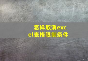 怎样取消excel表格限制条件