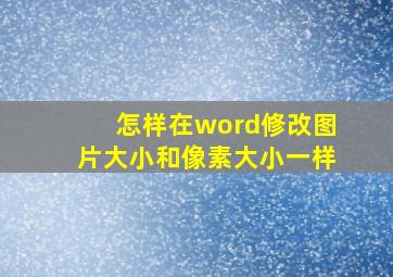 怎样在word修改图片大小和像素大小一样