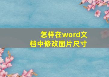 怎样在word文档中修改图片尺寸