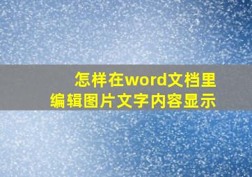 怎样在word文档里编辑图片文字内容显示