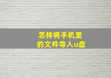 怎样将手机里的文件导入u盘