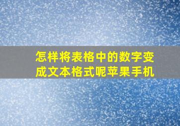 怎样将表格中的数字变成文本格式呢苹果手机