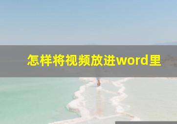 怎样将视频放进word里