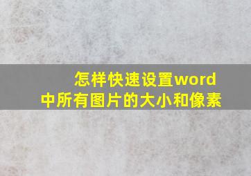 怎样快速设置word中所有图片的大小和像素