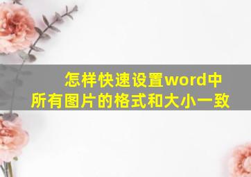 怎样快速设置word中所有图片的格式和大小一致