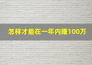 怎样才能在一年内赚100万