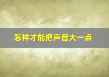 怎样才能把声音大一点