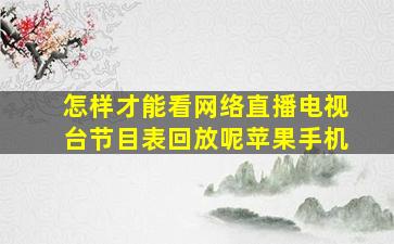 怎样才能看网络直播电视台节目表回放呢苹果手机