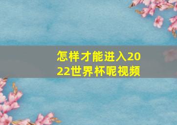 怎样才能进入2022世界杯呢视频