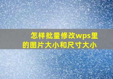 怎样批量修改wps里的图片大小和尺寸大小