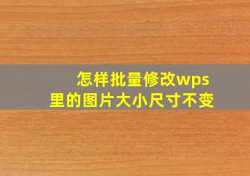 怎样批量修改wps里的图片大小尺寸不变