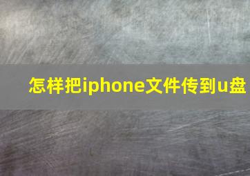 怎样把iphone文件传到u盘