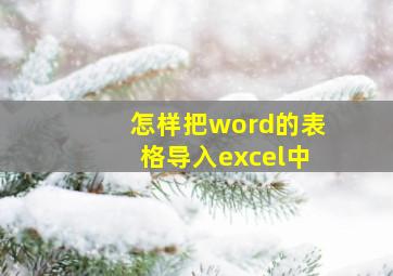 怎样把word的表格导入excel中