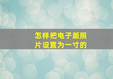 怎样把电子版照片设置为一寸的