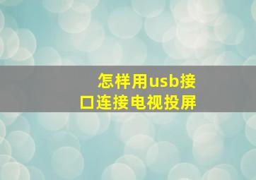 怎样用usb接口连接电视投屏