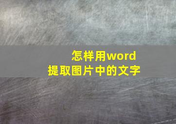 怎样用word提取图片中的文字