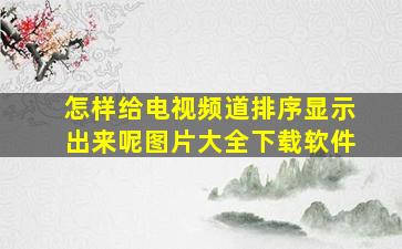 怎样给电视频道排序显示出来呢图片大全下载软件