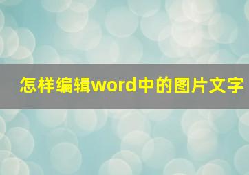 怎样编辑word中的图片文字