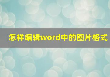 怎样编辑word中的图片格式