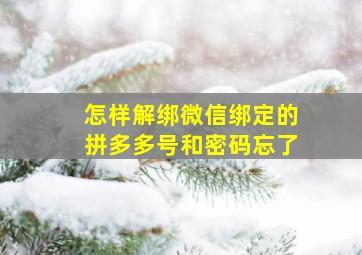 怎样解绑微信绑定的拼多多号和密码忘了