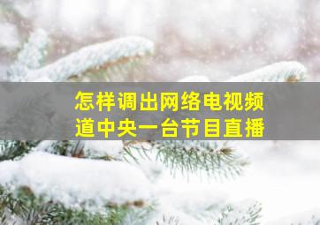 怎样调出网络电视频道中央一台节目直播