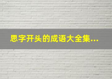 思字开头的成语大全集...