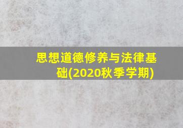 思想道德修养与法律基础(2020秋季学期)