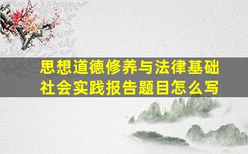 思想道德修养与法律基础社会实践报告题目怎么写