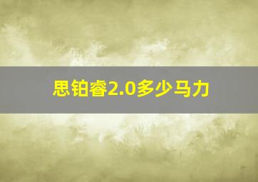 思铂睿2.0多少马力