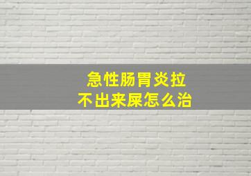 急性肠胃炎拉不出来屎怎么治