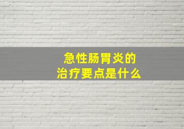 急性肠胃炎的治疗要点是什么