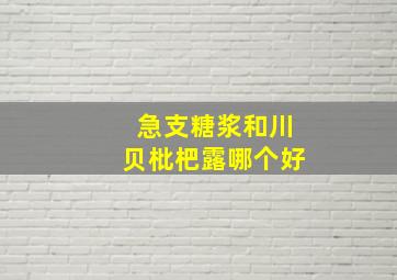 急支糖浆和川贝枇杷露哪个好