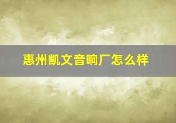 惠州凯文音响厂怎么样