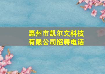 惠州市凯尔文科技有限公司招聘电话