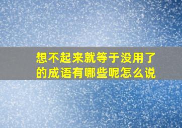 想不起来就等于没用了的成语有哪些呢怎么说