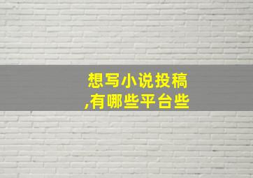 想写小说投稿,有哪些平台些