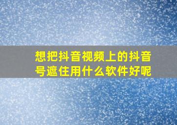 想把抖音视频上的抖音号遮住用什么软件好呢