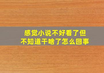 感觉小说不好看了但不知道干啥了怎么回事