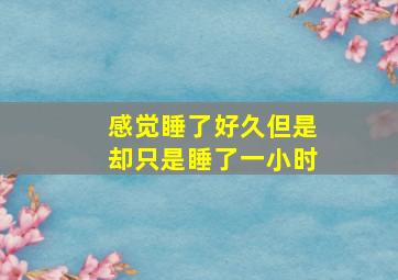 感觉睡了好久但是却只是睡了一小时