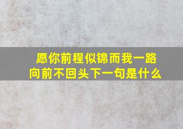 愿你前程似锦而我一路向前不回头下一句是什么