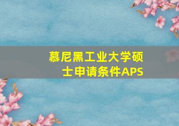 慕尼黑工业大学硕士申请条件APS