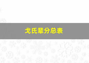 戈氏辈分总表