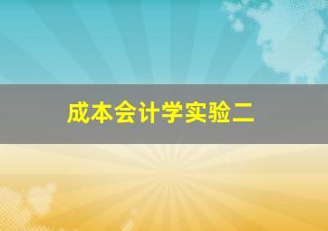 成本会计学实验二