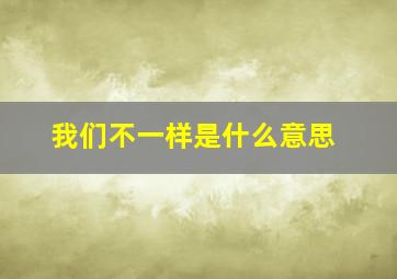 我们不一样是什么意思