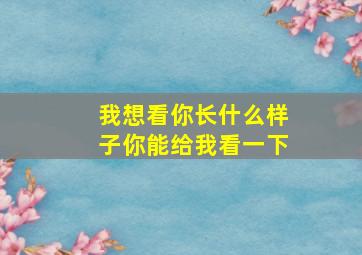 我想看你长什么样子你能给我看一下