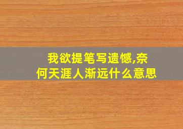 我欲提笔写遗憾,奈何天涯人渐远什么意思