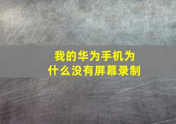 我的华为手机为什么没有屏幕录制